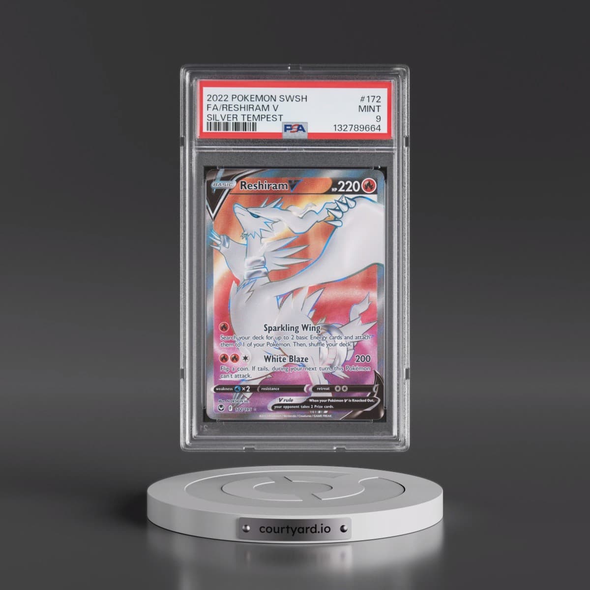 2022 Pokémon Sword & Shield Silver Tempest #172 Reshiram V - Holo Full Art (PSA 9 MINT)