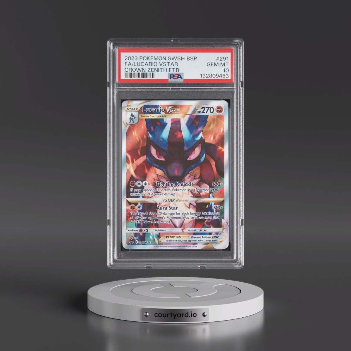 2023 Pokémon Swsh Black Star Promo #291 Lucario Vstar - Full Art Crown Zenith Elite Trainer Box (PSA 10 GEM MINT)