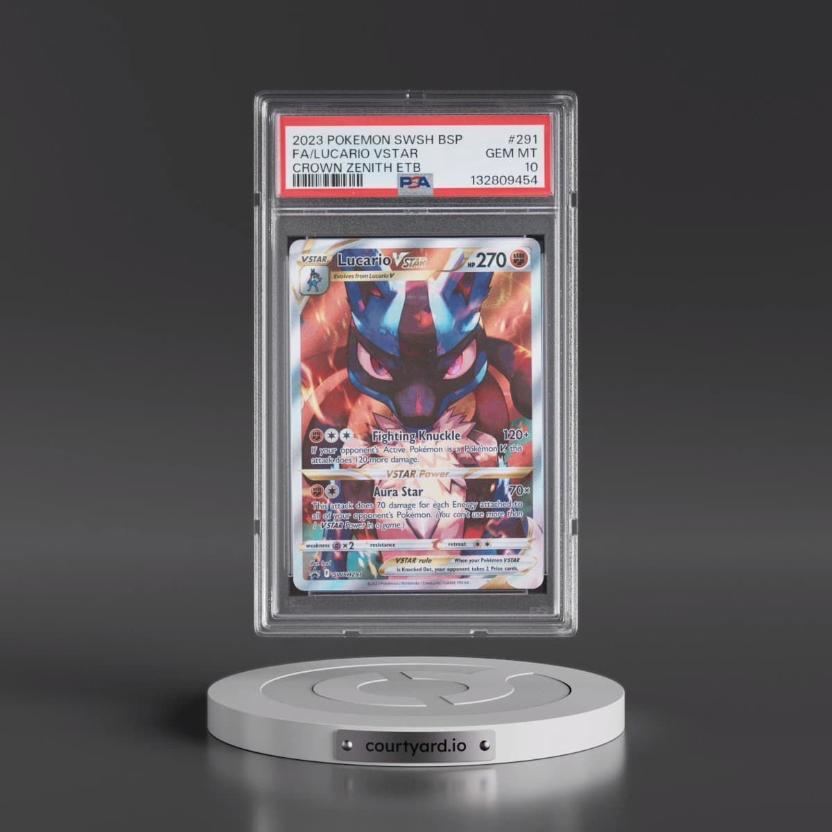 2023 Pokémon Swsh Black Star Promo #291 Lucario Vstar - Full Art Crown Zenith Elite Trainer Box (PSA 10 GEM MINT)