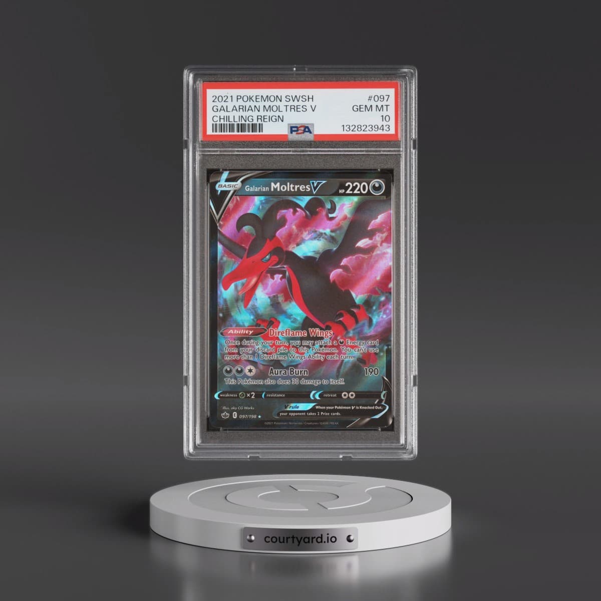 2021 Pokémon Sword & Shield Chilling Reign #097 Galarian Moltres V - Holo (PSA 10 GEM MINT)