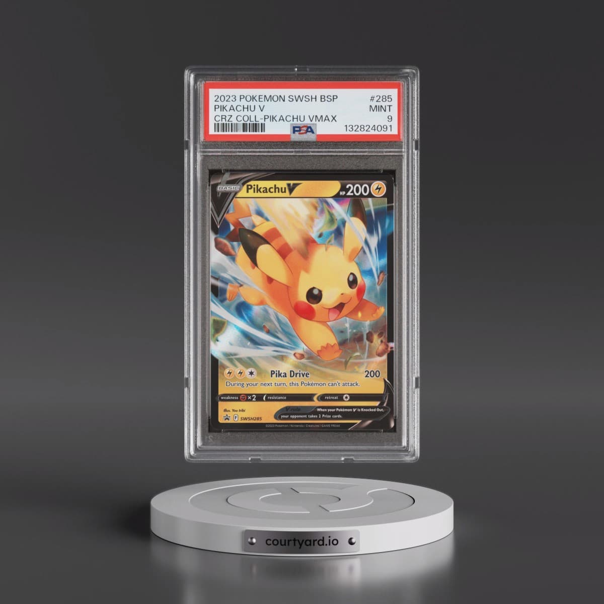 2023 Pokémon Swsh Black Star Promo #285 Pikachu V - Holo Crown Zenith Collections-Pikachu Vmax (PSA 9 MINT)