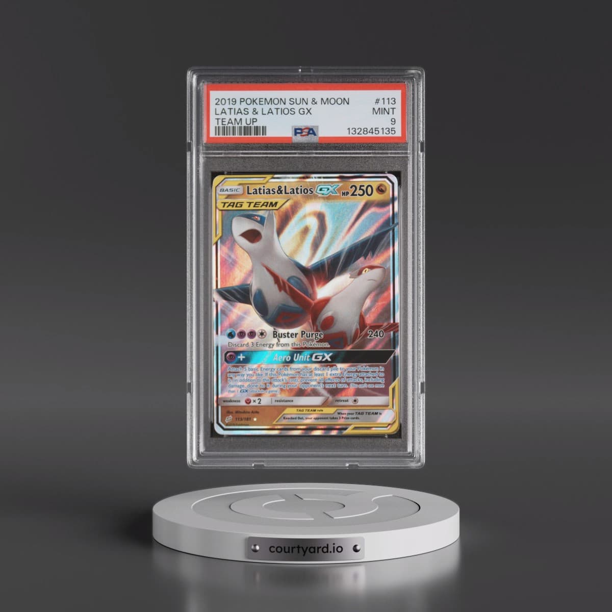 2019 Pokémon Sun & Moon Team Up #113 Latias & Latios GX - Holo (PSA 9 MINT)