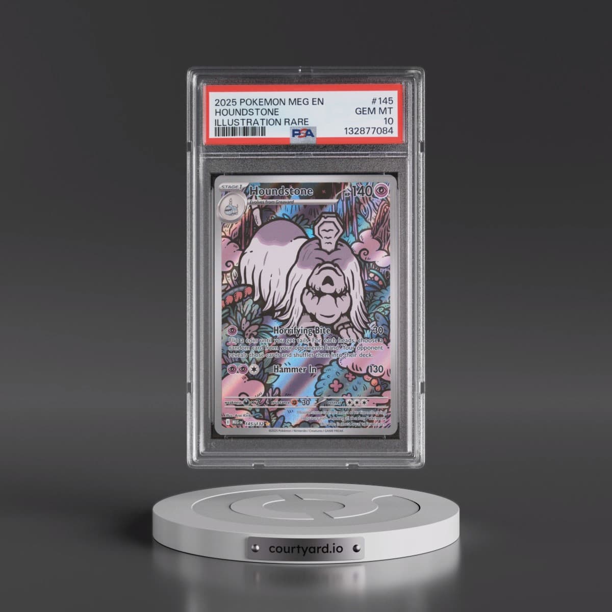 2025 Pokémon Meg EN-Mega Evolution #145 Houndstone - Illustration Rare (PSA 10 GEM MINT)