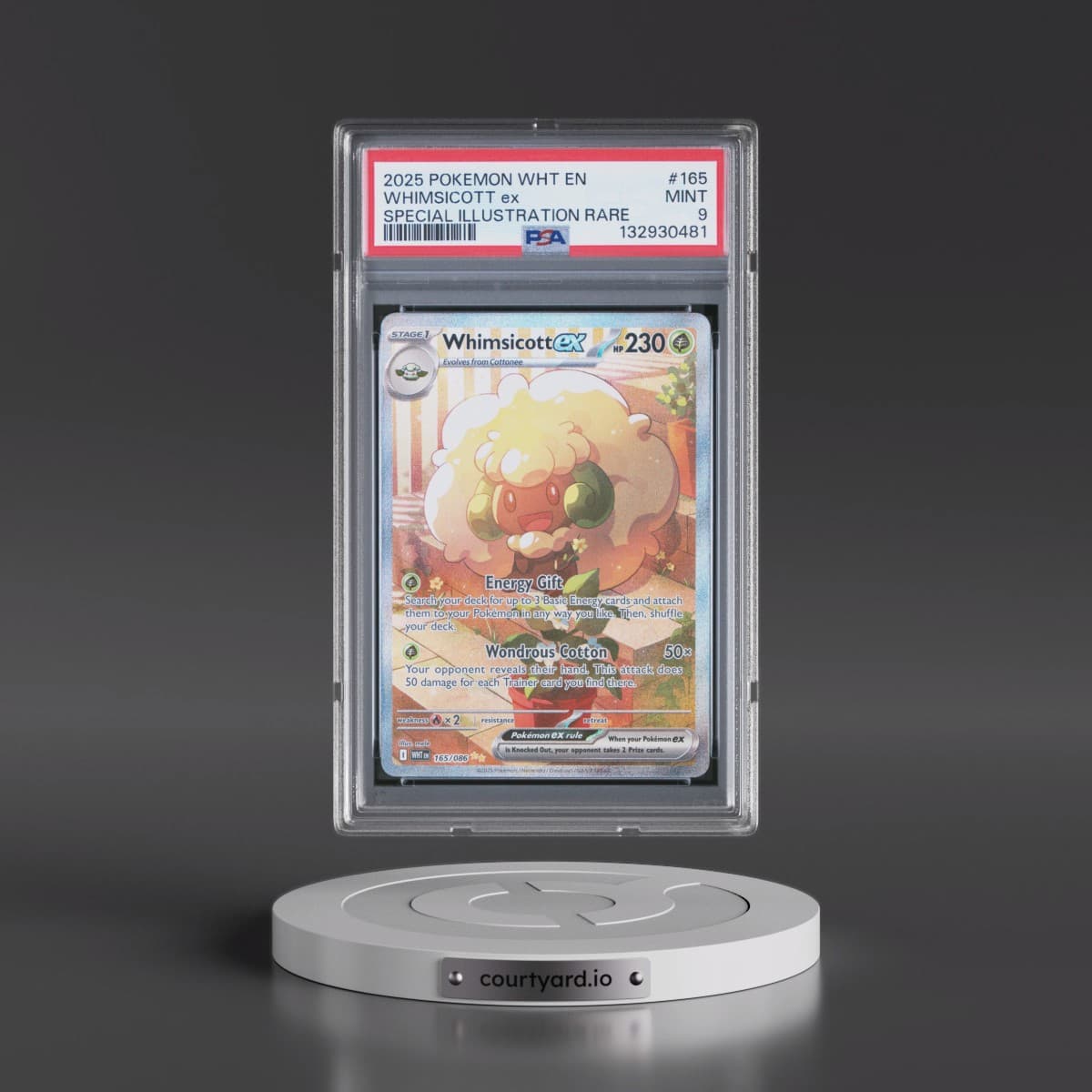 2025 Pokémon Wht EN-White Flare #165 Whimsicott EX - Holo Special Illustration Rare (PSA 9 MINT)