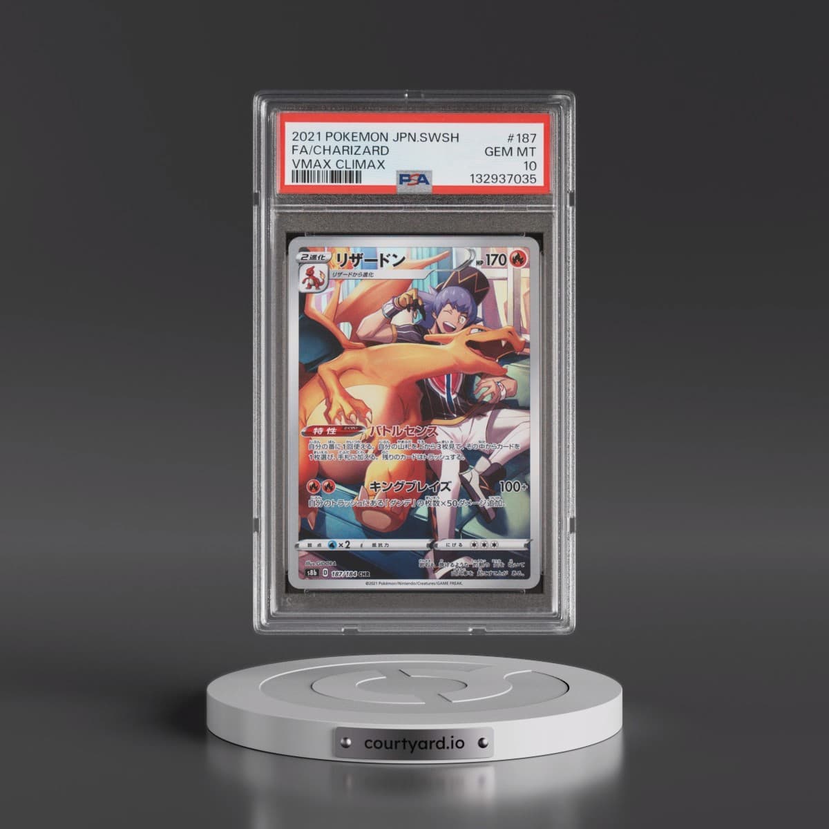 2021 Pokémon Sword & Shield Vmax Climax #187 Charizard - Full Art (PSA 10 GEM MINT)