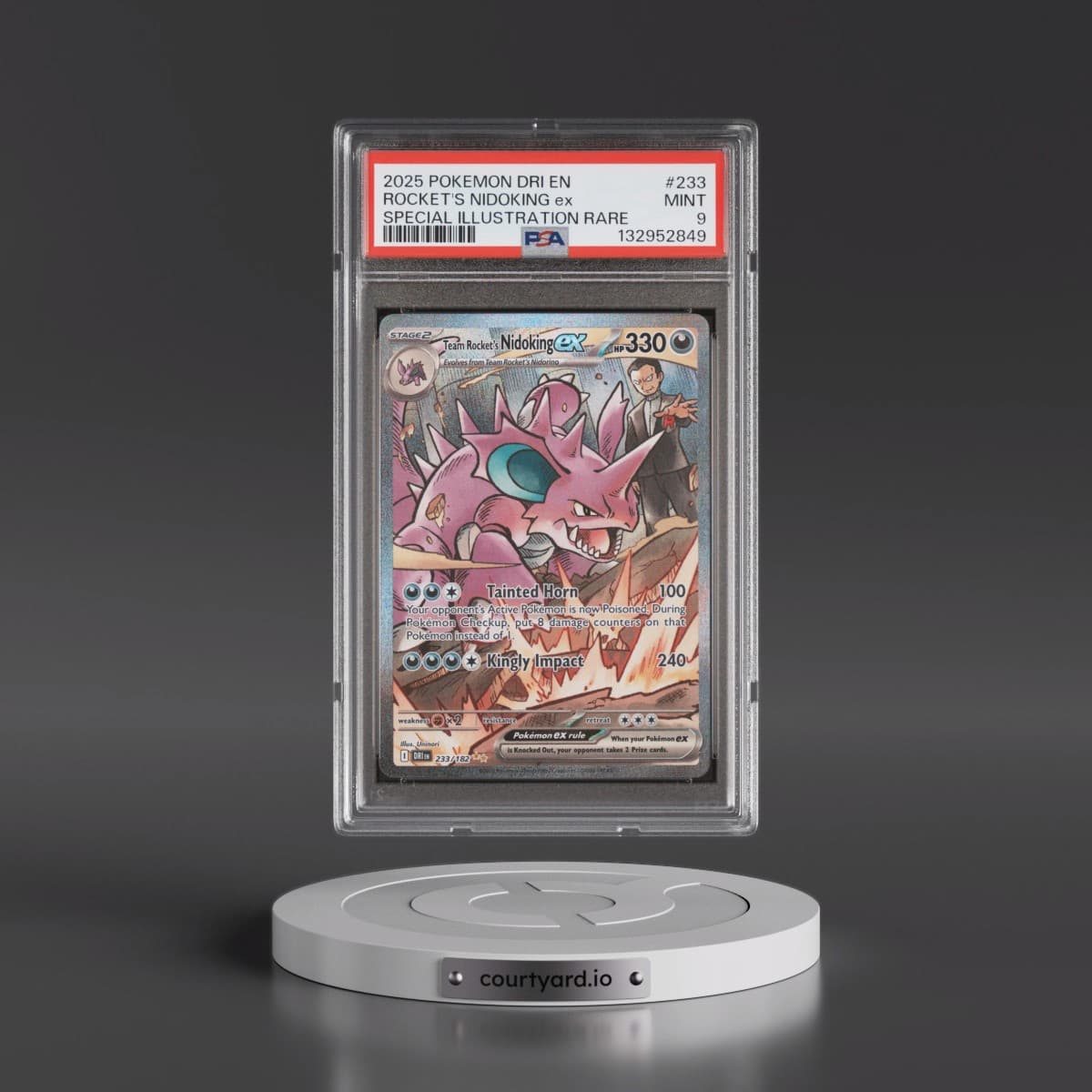 2025 Pokémon Dri EN-Destined Rivals #233 Team Rocket's Nidoking EX - Holo Special Illustration Rare (PSA 9 MINT)