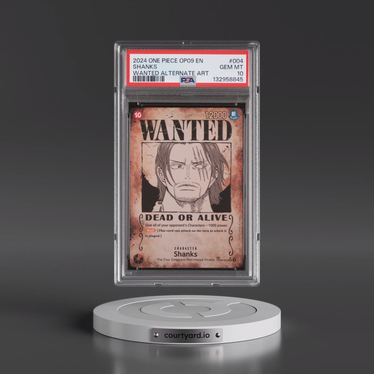 2024 One Piece OP09-Emperors in the New World #004 Shanks - Wanted Alternate Art (PSA 10 GEM MINT)