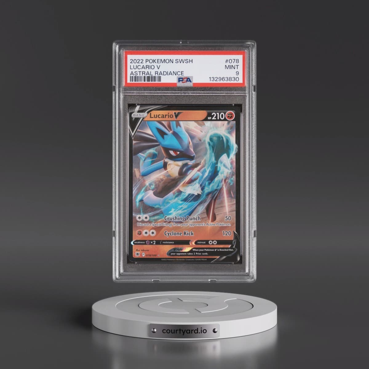 2022 Pokémon Sword & Shield Astral Radiance #078 Lucario V - Holo (PSA 9 MINT)