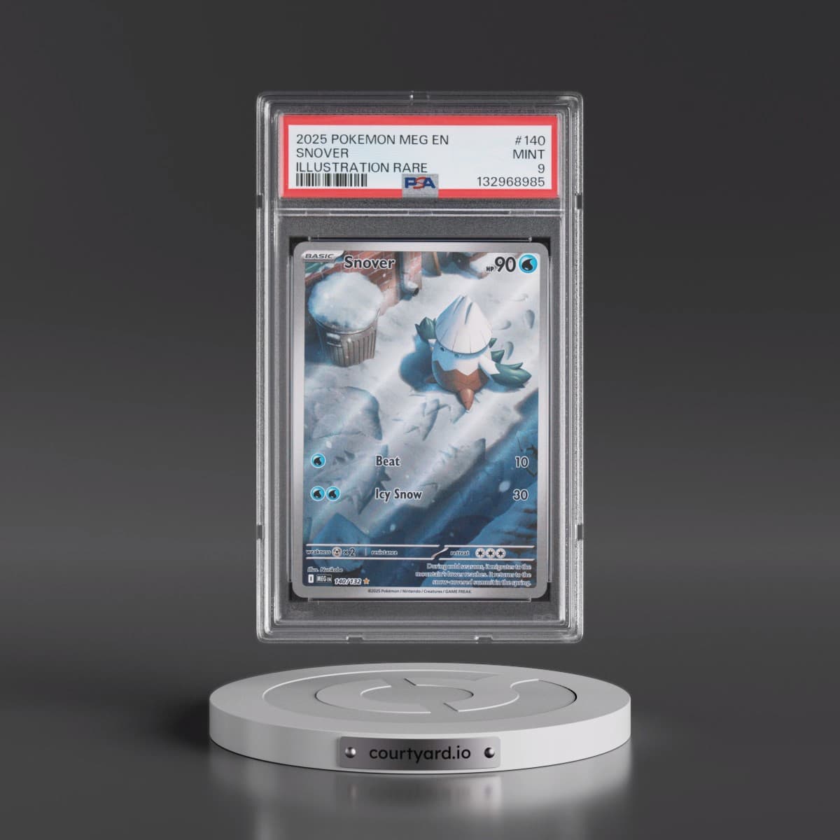 2025 Pokémon Meg EN-Mega Evolution #140 Snover - Illustration Rare (PSA 9 MINT)