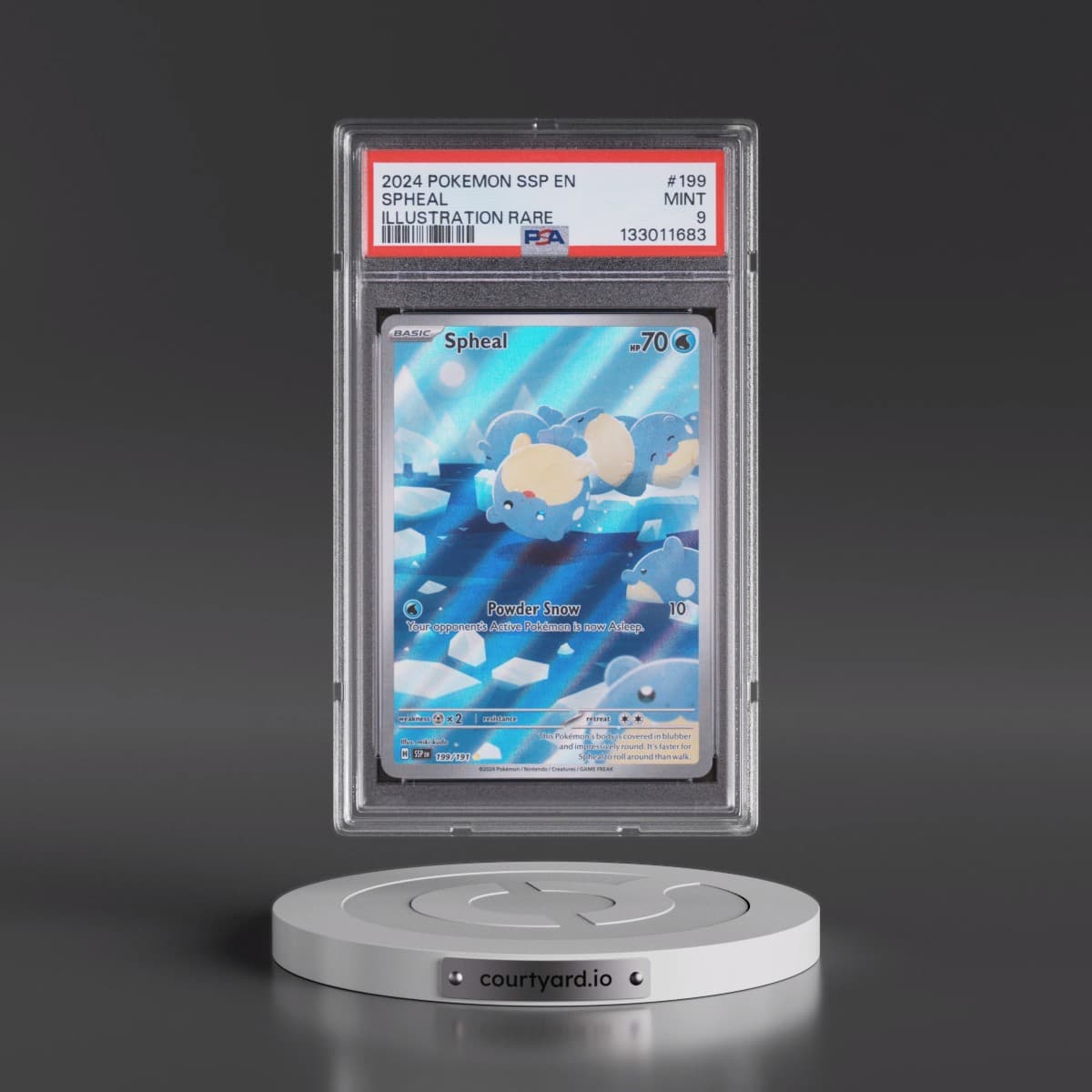 2024 Pokémon Ssp EN-Surging Sparks #199 Spheal - Illustration Rare (PSA 9 MINT)