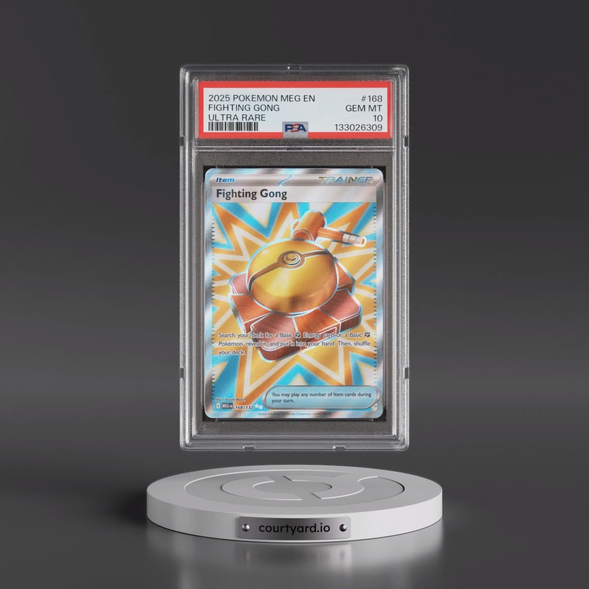 2025 Pokémon Meg EN-Mega Evolution #168 Fighting Gong - Ultra Rare (PSA 10 GEM MINT)