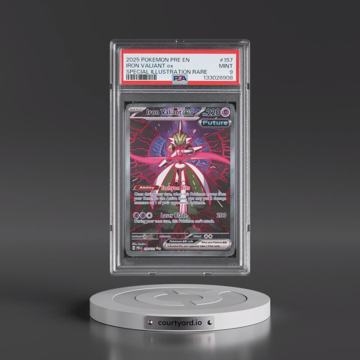 2025 Pokémon Pre EN-Prismatic Evolutions #157 Iron Valiant EX - Holo Special Illustration Rare (PSA 9 MINT)