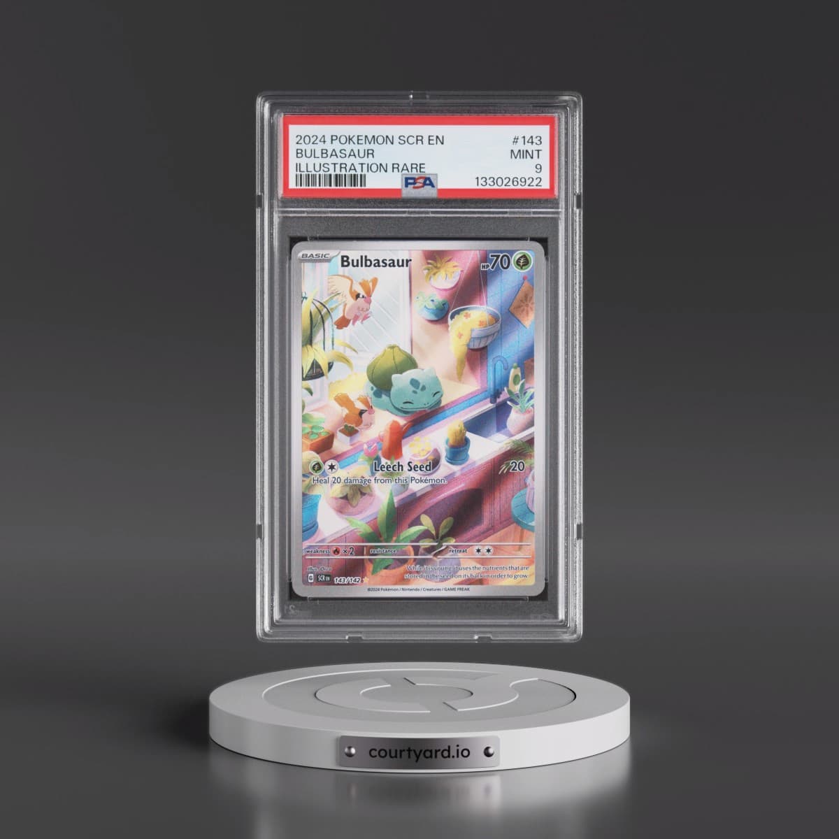 2024 Pokémon Scr EN-Stellar Crown #143 Bulbasaur - Illustration Rare (PSA 9 MINT)