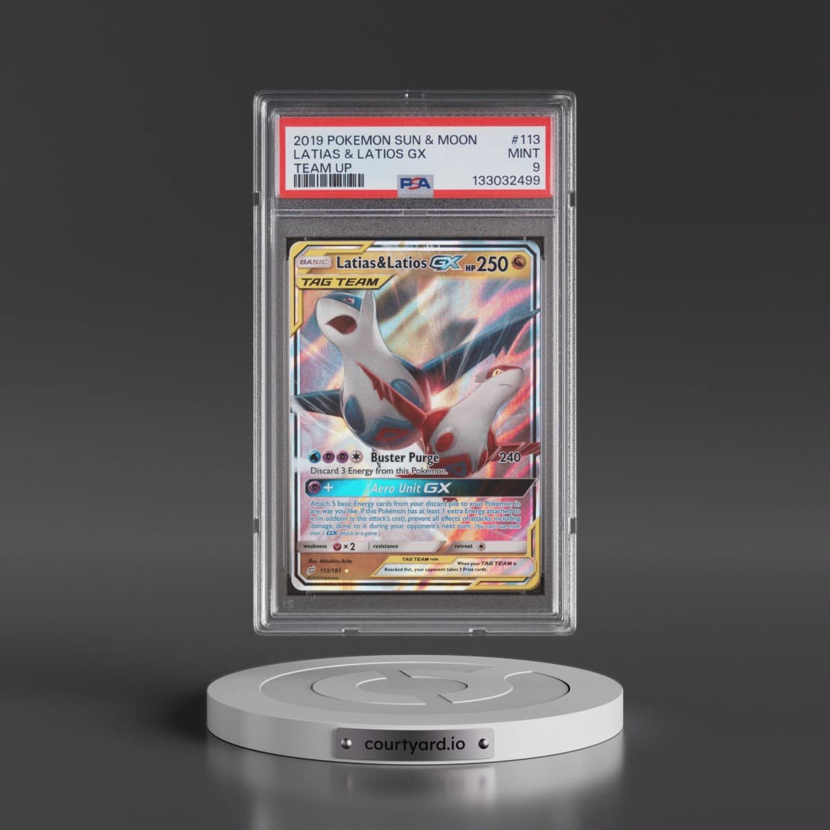 2019 Pokémon Sun & Moon Team Up #113 Latias & Latios GX - Holo (PSA 9 MINT)