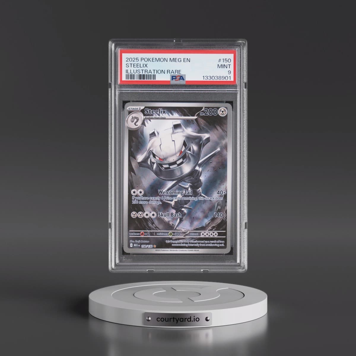 2025 Pokémon Meg EN-Mega Evolution #150 Steelix - Illustration Rare (PSA 9 MINT)
