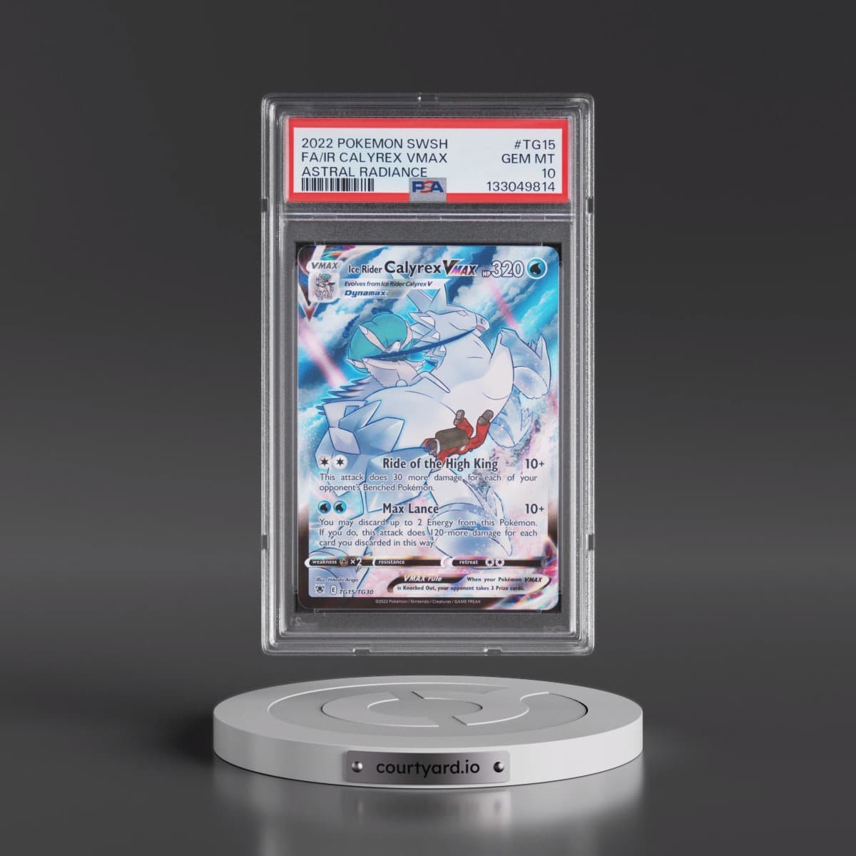 2022 Pokémon Sword & Shield Astral Radiance #TG15 Ice Rider Calyrex Vmax - Full Art (PSA 10 GEM MINT)