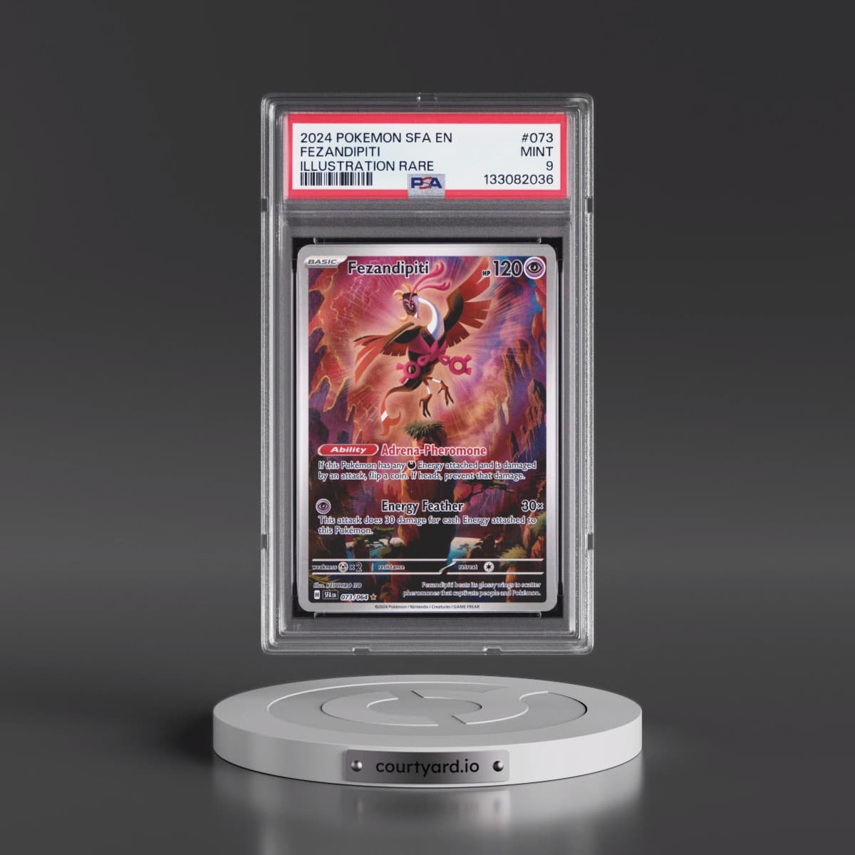 2024 Pokémon Sfa EN-Shrouded Fable #073 Fezandipiti - Illustration Rare (PSA 9 MINT)