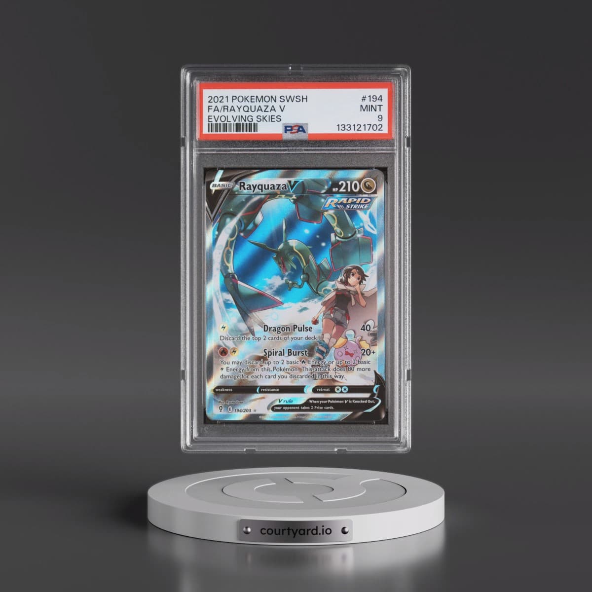 2021 Pokémon Sword & Shield Evolving Skies #194 Rayquaza V - Holo Full Art (PSA 9 MINT)