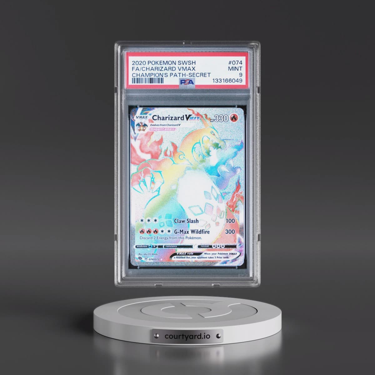 2020 Pokémon Sword & Shield Champion's Path #074 Charizard Vmax - Full Art Secret (PSA 9 MINT)