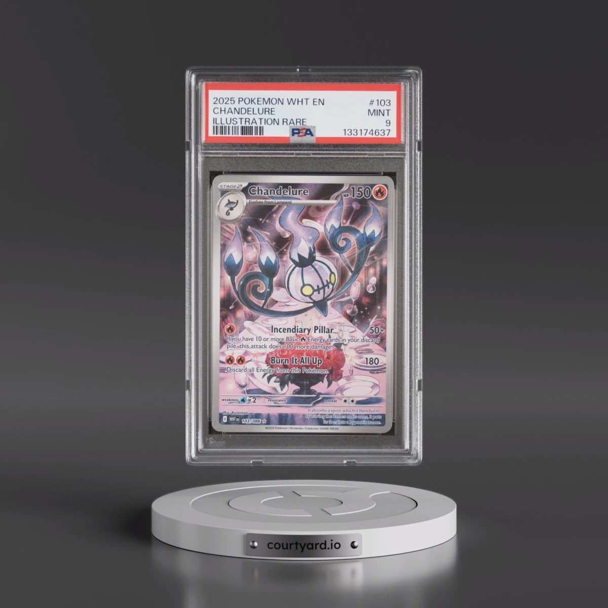 2025 Pokémon Wht EN-White Flare #103 Chandelure - Illustration Rare (PSA 9 MINT)