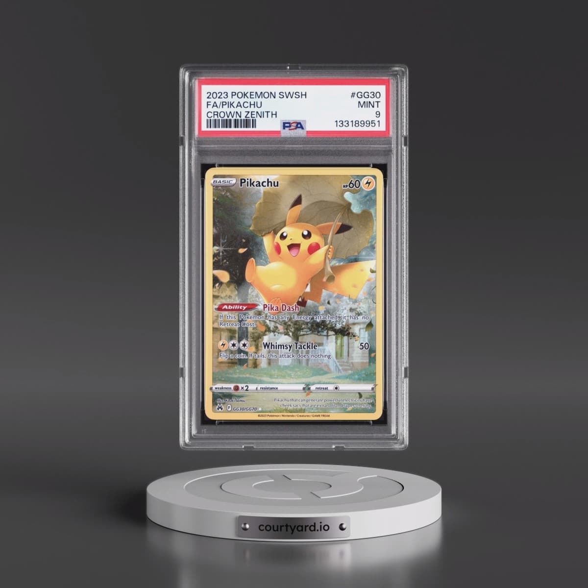 2023 Pokémon Sword and Shield Crown Zenith #GG30 Pikachu - Full Art (PSA 9 MINT)