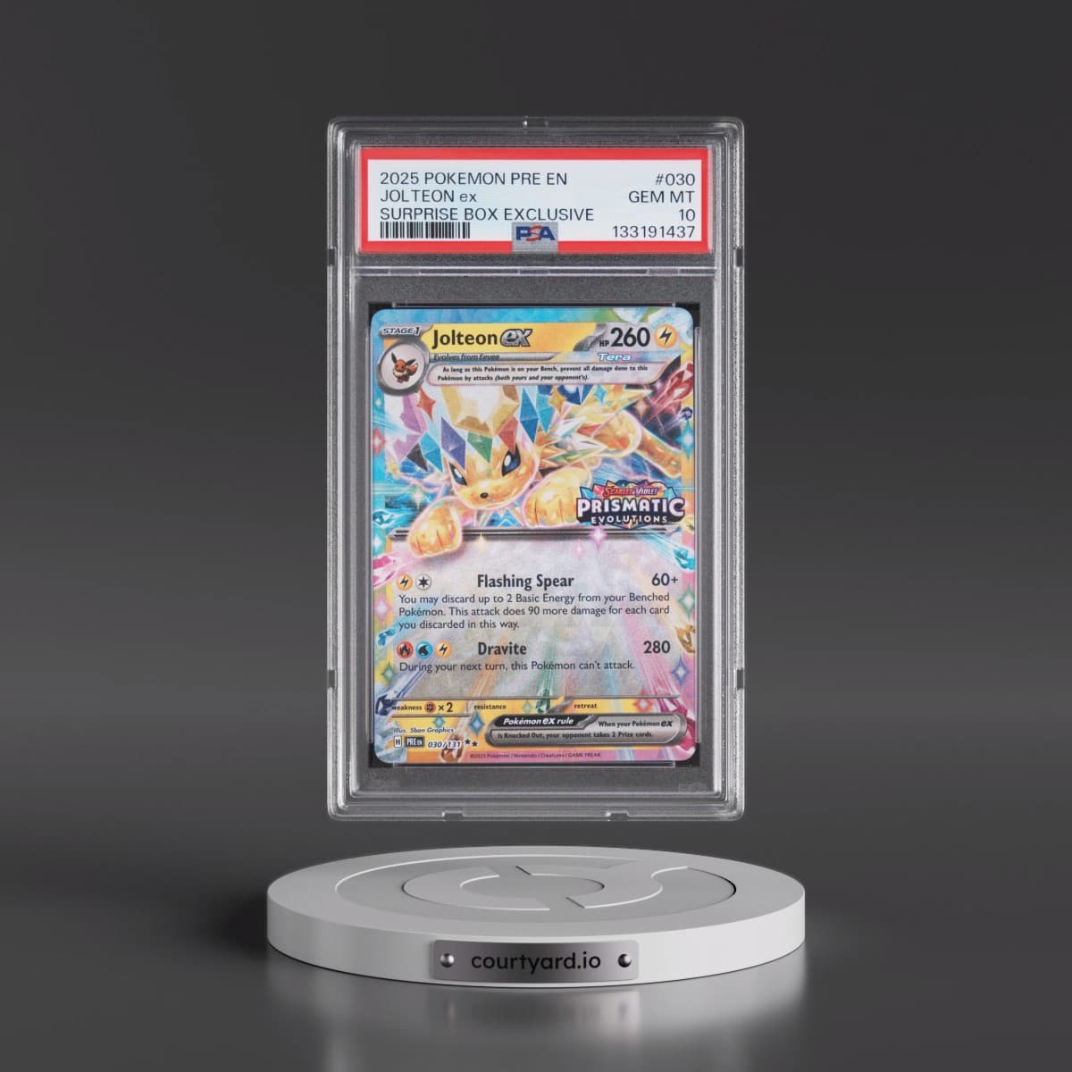 2025 Pokémon Pre EN-Prismatic Evolutions #030 Jolteon EX - Holo Surprise Box Exclusive (PSA 10 GEM MINT)