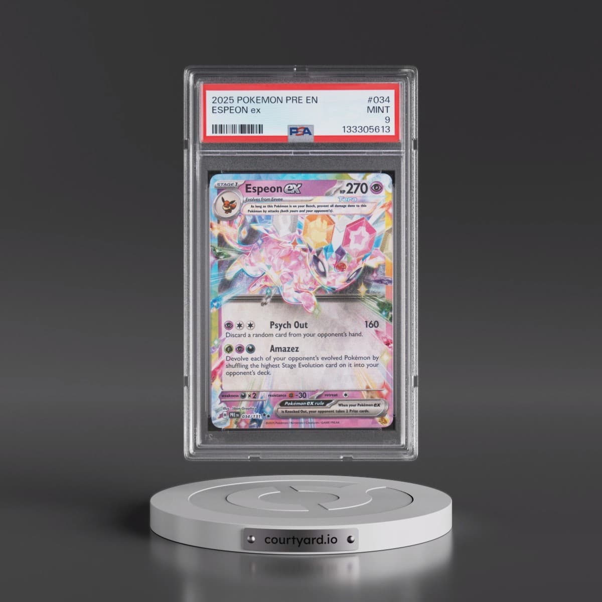 2025 Pokémon Pre EN-Prismatic Evolutions #034 Espeon EX - Holo (PSA 9 MINT)