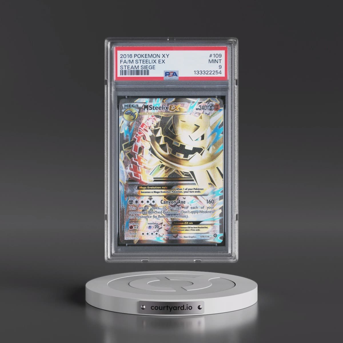 2016 Pokémon XY Steam Siege #109 M Steelix EX - Holo Full Art (PSA 9 MINT)