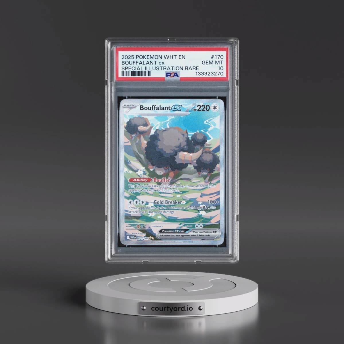 2025 Pokémon Wht EN-White Flare #170 Bouffalant EX - Holo Special Illustration Rare (PSA 10 GEM MINT)