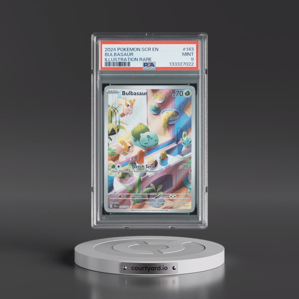 2024 Pokémon Scr EN-Stellar Crown #143 Bulbasaur - Illustration Rare (PSA 9 MINT)
