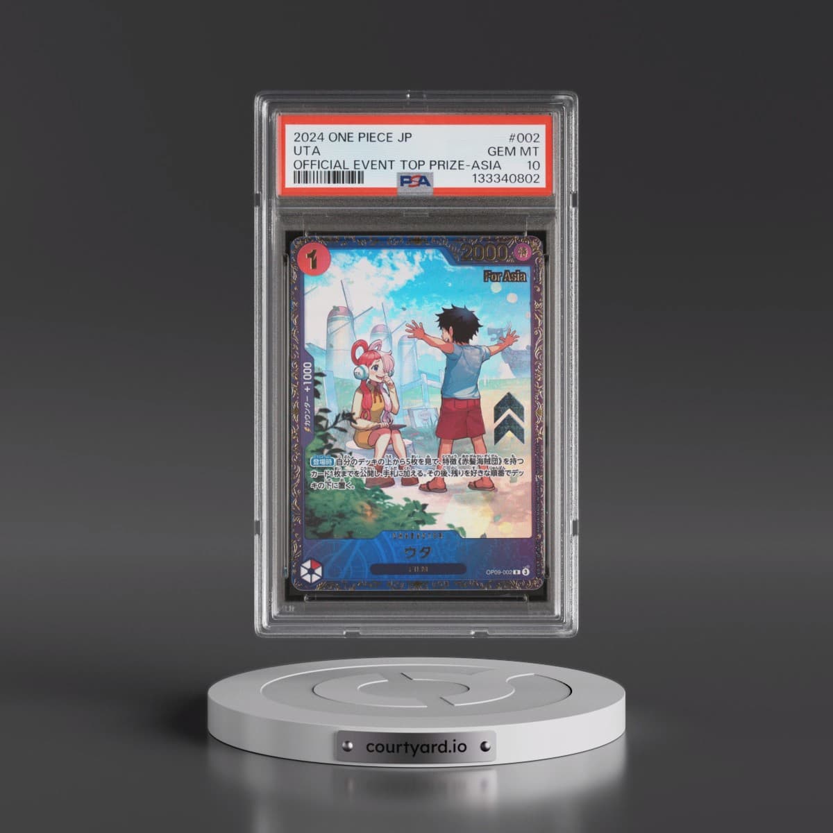 2024 One Piece Japanese Promos #002 Uta - Official Event Top Prize-Asia (PSA 10 GEM MINT)