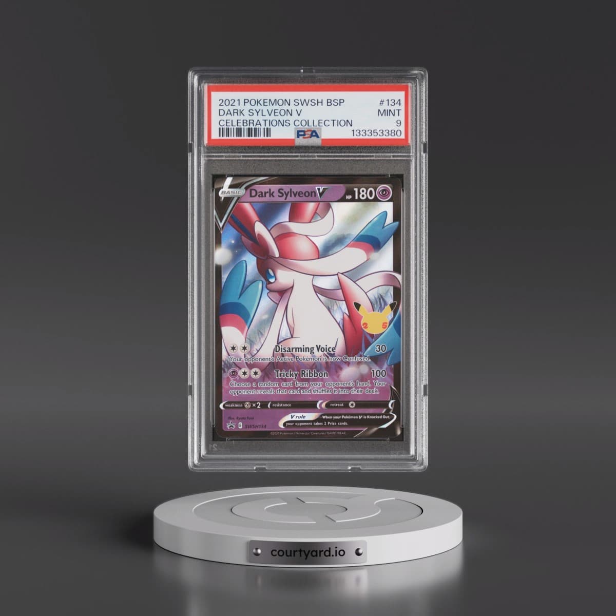 2021 Pokémon Swsh Black Star Promo #134 Dark Sylveon V - Holo Celebrations Collection (PSA 9 MINT)