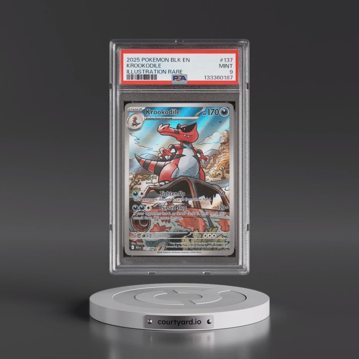 2025 Pokémon Blk EN-Black Bolt #137 Krookodile - Illustration Rare (PSA 9 MINT)