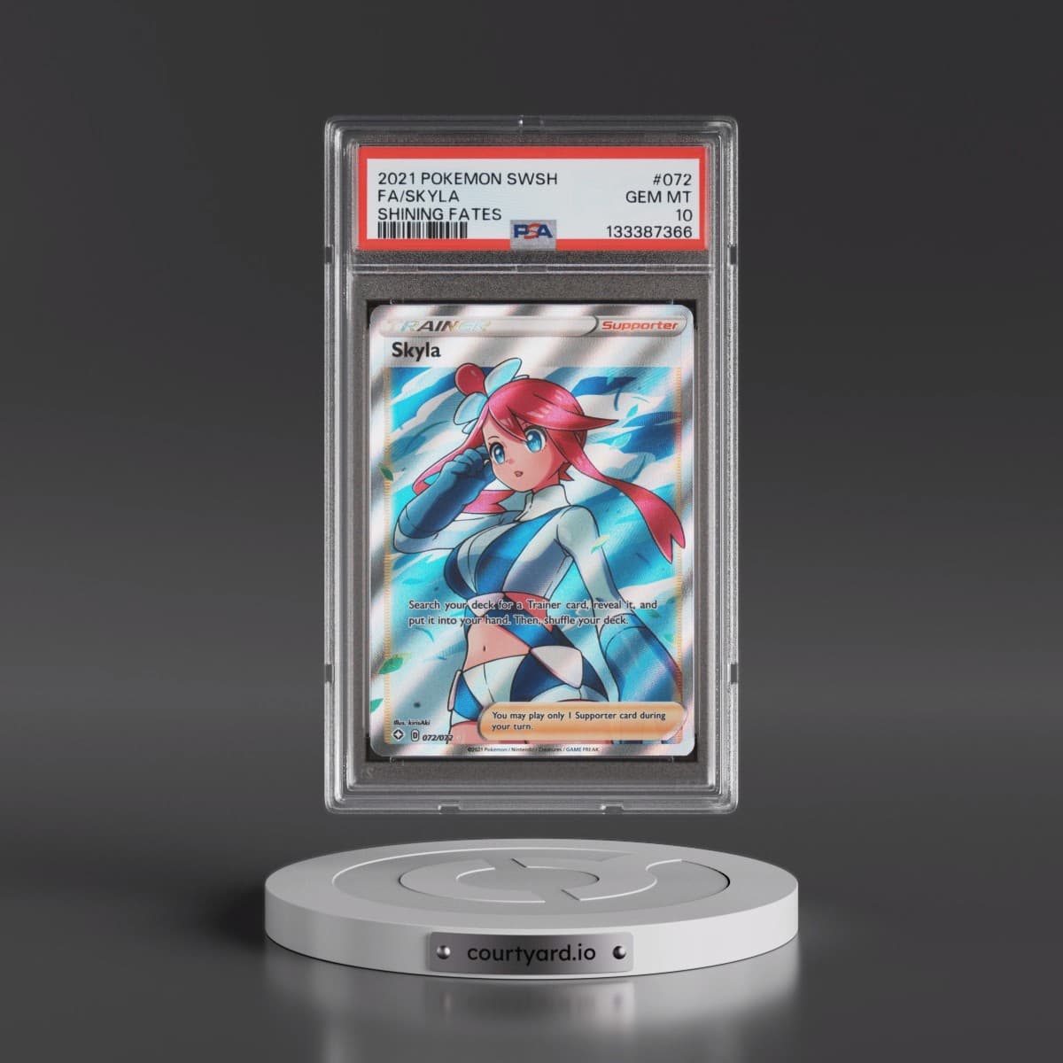 2021 Pokémon Sword & Shield Shining Fates #072 Skyla - Full Art (PSA 10 GEM MINT)