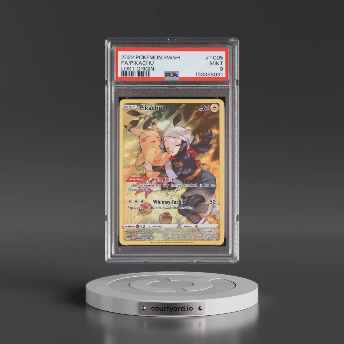 2022 Pokémon Sword & Shield Lost Origin #TG05 Pikachu - Full Art (PSA 9 MINT)