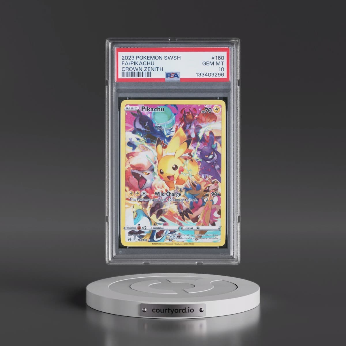 2023 Pokémon Sword and Shield Crown Zenith #160 Pikachu - Full Art (PSA 10 GEM MINT)