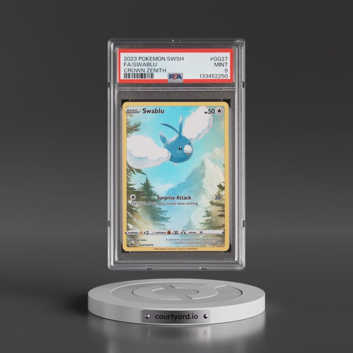 2023 Pokémon Sword and Shield Crown Zenith #GG27 Swablu - Full Art (PSA 9 MINT)