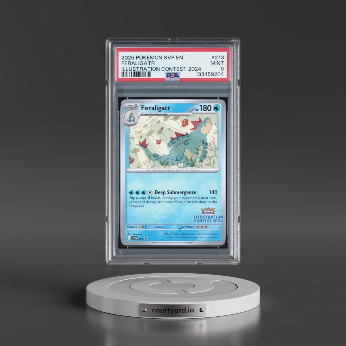 2025 Pokémon Svp EN-SV Black Star Promo #213 Feraligatr - Illustration Contest 2024 (PSA 9 MINT)