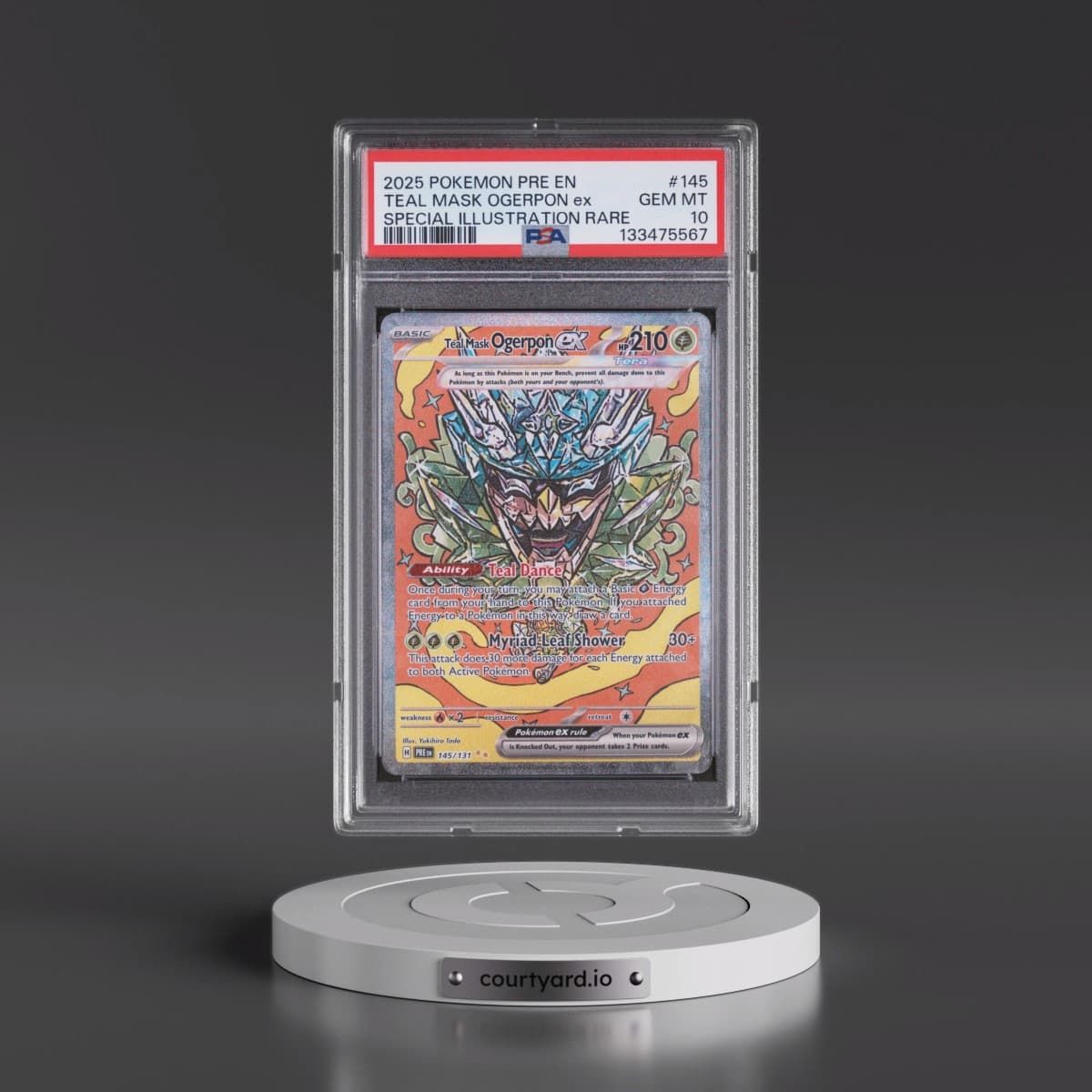 2025 Pokémon Pre EN-Prismatic Evolutions #145 Teal Mask Ogerpon EX - Holo Special Illustration Rare (PSA 10 GEM MINT)