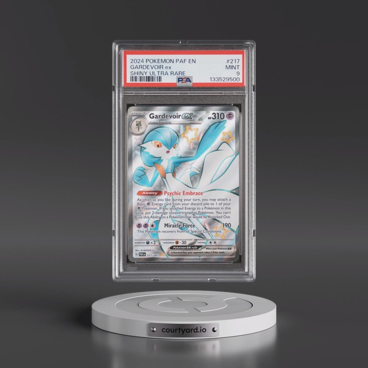 2024 Pokémon Paf EN-Paldean Fates #217 Gardevoir EX - Holo Shiny Ultra Rare (PSA 9 MINT)