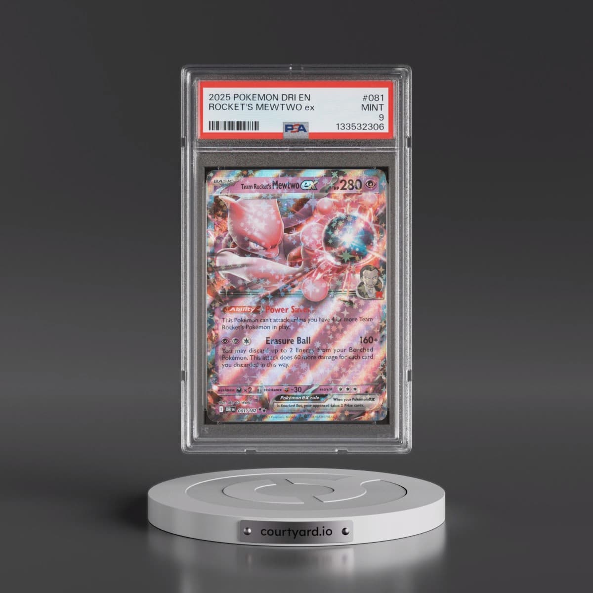 2025 Pokémon Dri EN-Destined Rivals #081 Team Rocket's Mewtwo EX - Holo (PSA 9 MINT)
