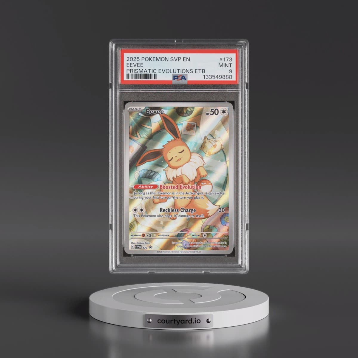 2025 Pokémon Svp EN-SV Black Star Promo #173 Eevee - Prismatic Evolutions Elite Trainer Box (PSA 9 MINT)