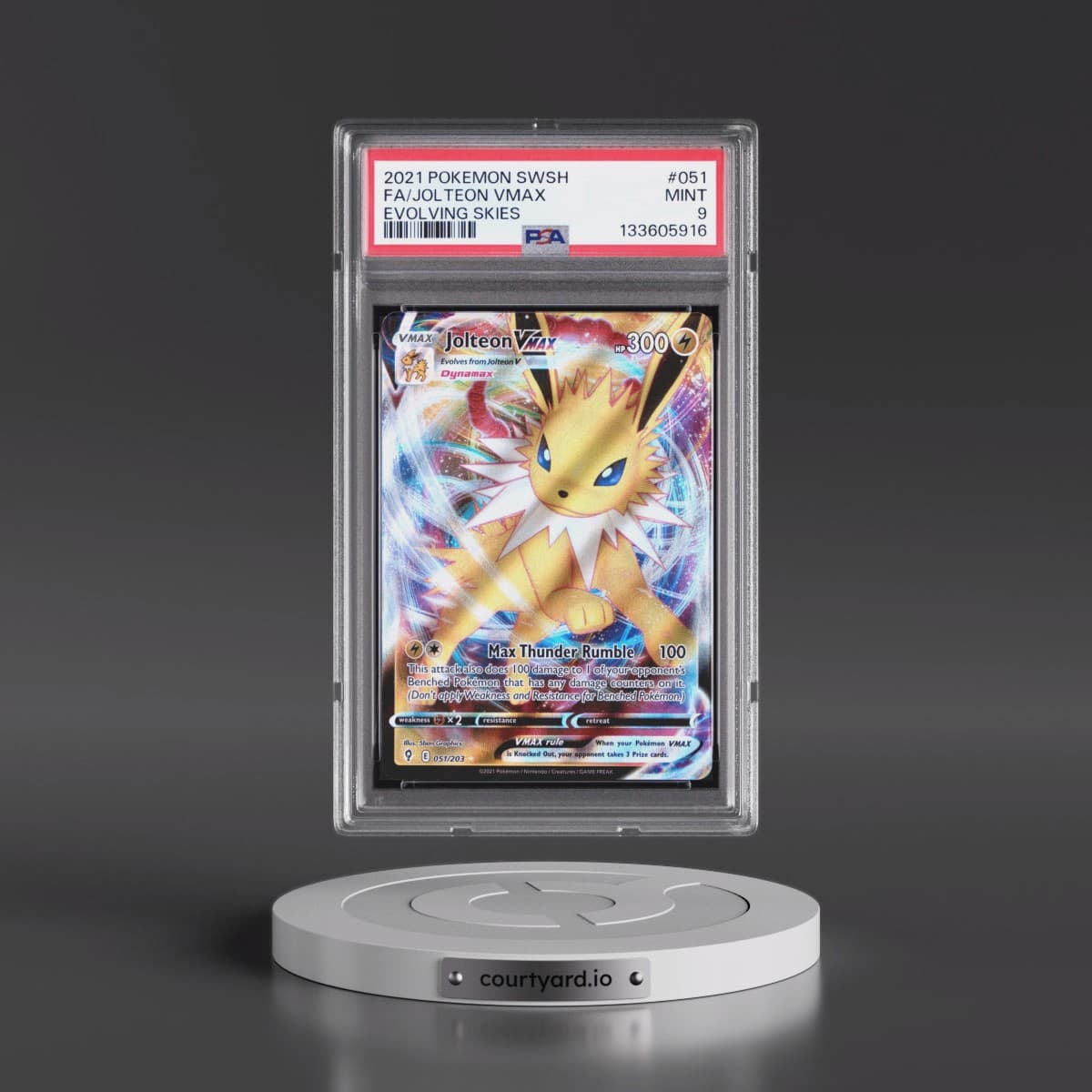 2021 Pokémon Sword & Shield Evolving Skies #051 Jolteon Vmax - Full Art (PSA 9 MINT)