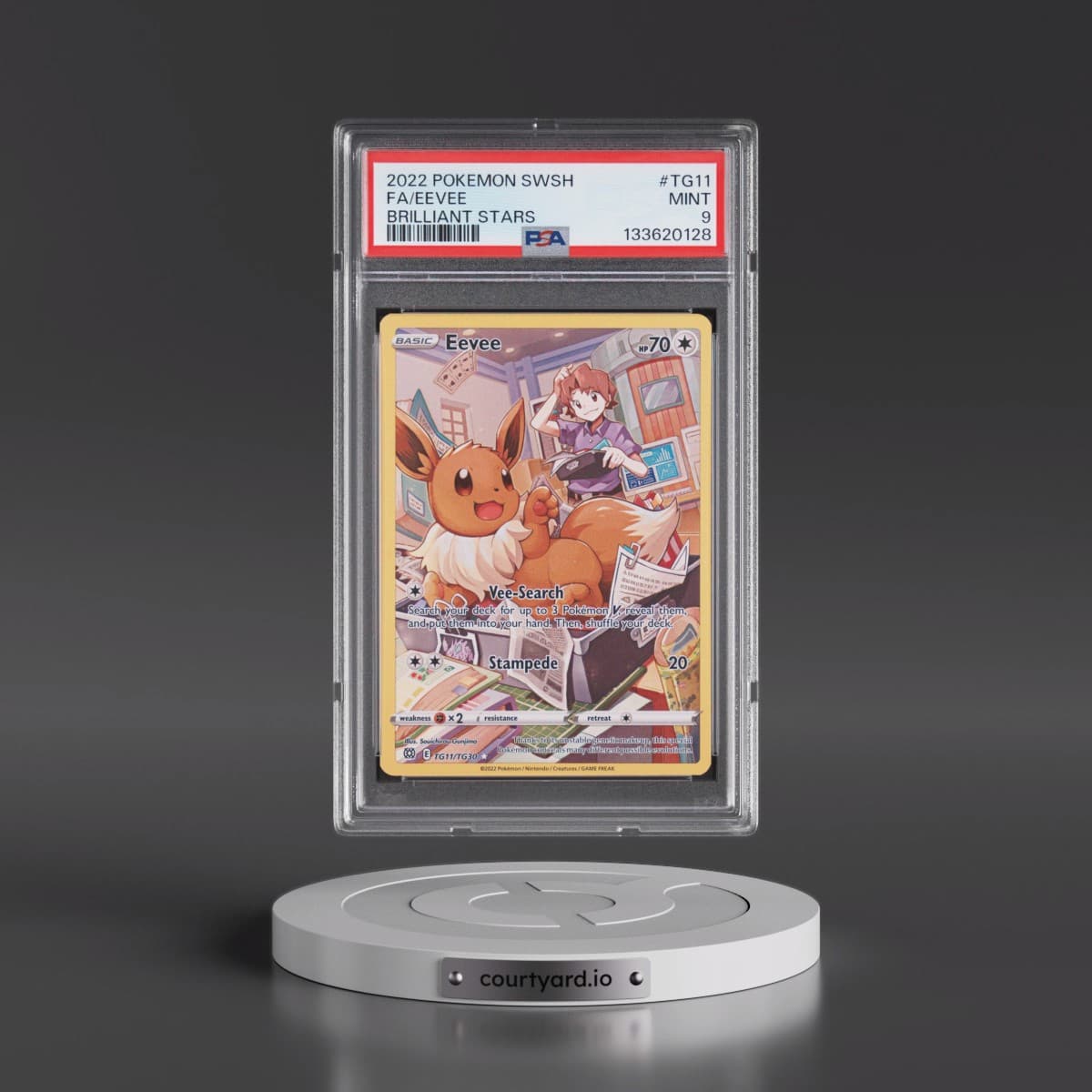 2022 Pokémon Sword & Shield Brilliant Stars #TG11 Eevee - Full Art (PSA 9 MINT)