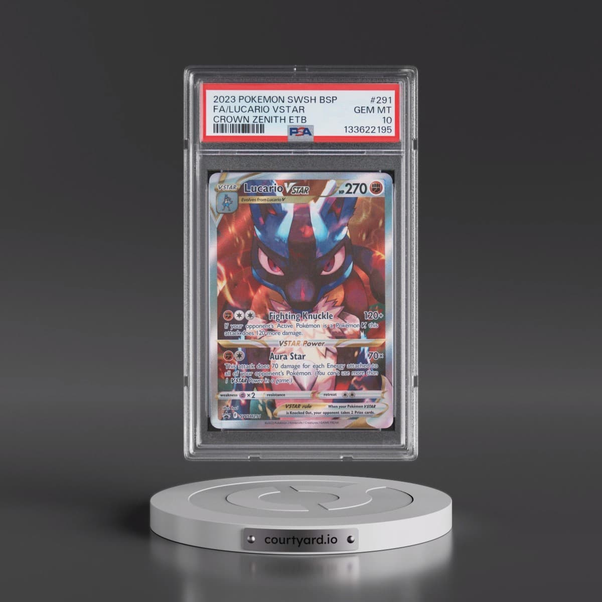 2023 Pokémon Swsh Black Star Promo #291 Lucario Vstar - Full Art Crown Zenith Elite Trainer Box (PSA 10 GEM MINT)