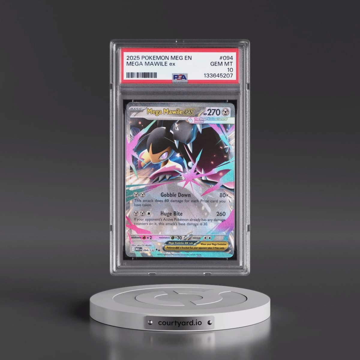 2025 Pokémon Meg EN-Mega Evolution #094 Mega Mawile EX - Holo (PSA 10 GEM MINT)