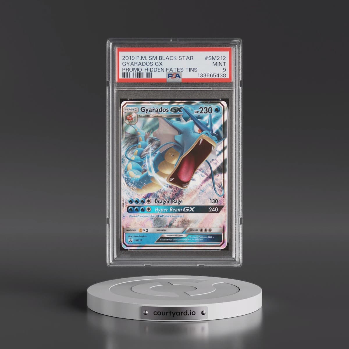 2019 Pokémon SM Black Star Promo #SM212 Gyarados GX - Holo Hidden Fates Tins (PSA 9 MINT)