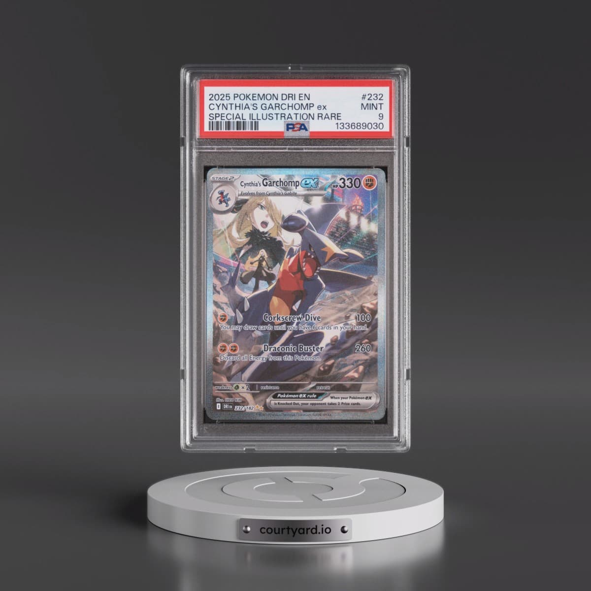 2025 Pokémon Dri EN-Destined Rivals #232 Cynthia's Garchomp EX - Holo Special Illustration Rare (PSA 9 MINT)