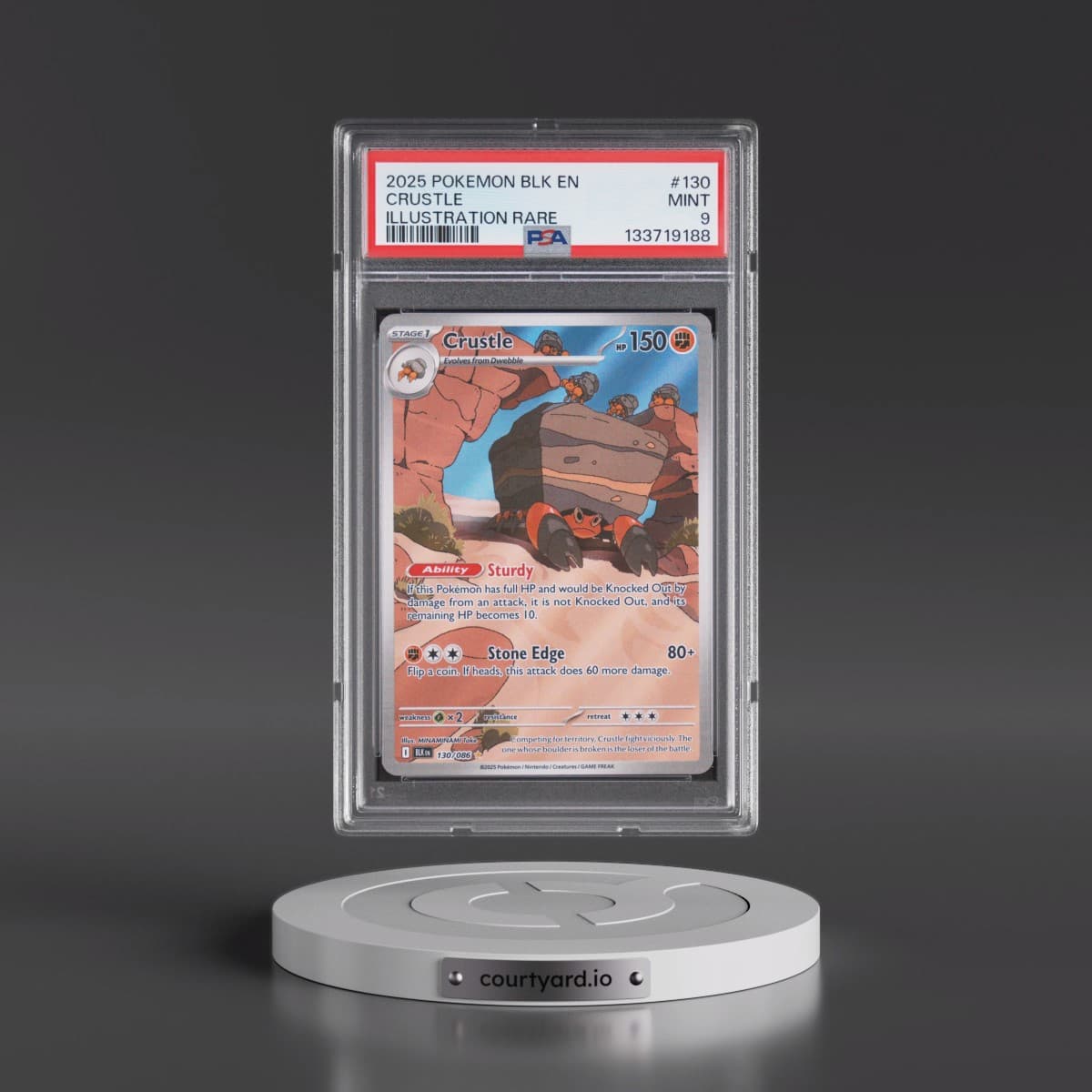 2025 Pokémon Blk EN-Black Bolt #130 Crustle - Illustration Rare (PSA 9 MINT)