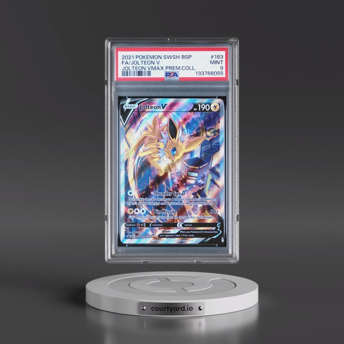 2021 Pokémon Swsh Black Star Promo #183 Jolteon V - Holo Full Art Jolteon Vmax Premium Collection (PSA 9 MINT)